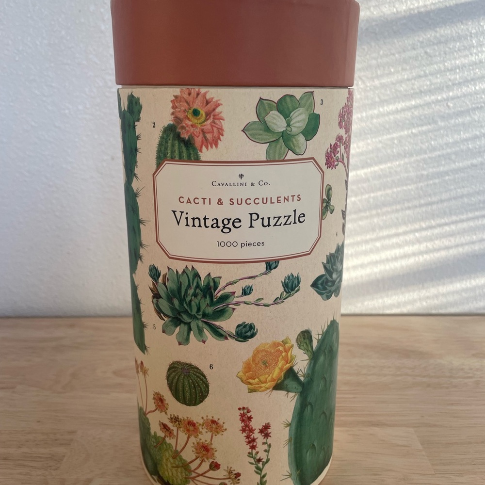 Cavallini Cacti & Succulents Vintage Puzzle - Green and Brown